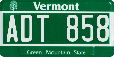 VT license plate ADT858