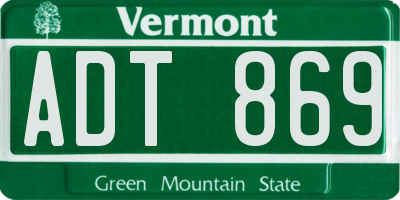 VT license plate ADT869