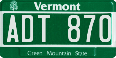VT license plate ADT870