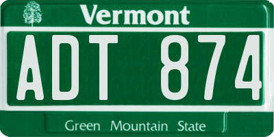 VT license plate ADT874