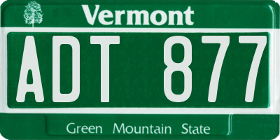 VT license plate ADT877