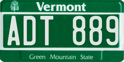 VT license plate ADT889