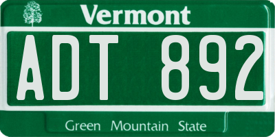 VT license plate ADT892
