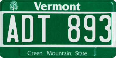 VT license plate ADT893