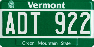 VT license plate ADT922
