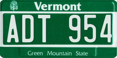 VT license plate ADT954