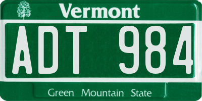 VT license plate ADT984