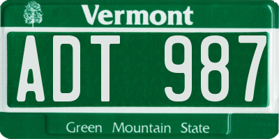 VT license plate ADT987