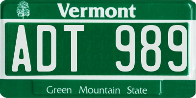 VT license plate ADT989