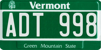 VT license plate ADT998
