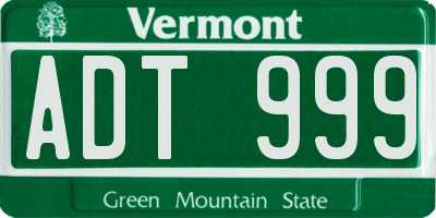 VT license plate ADT999