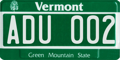 VT license plate ADU002