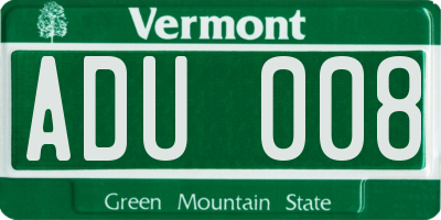VT license plate ADU008