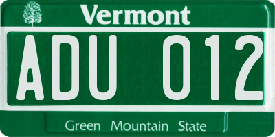 VT license plate ADU012