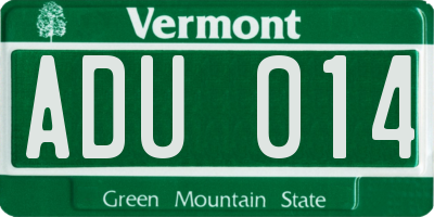 VT license plate ADU014