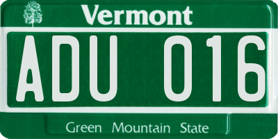 VT license plate ADU016