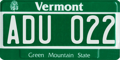 VT license plate ADU022