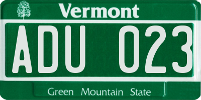 VT license plate ADU023