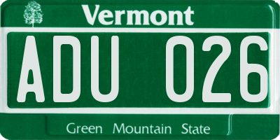 VT license plate ADU026