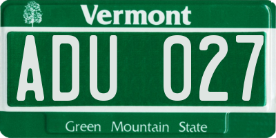 VT license plate ADU027