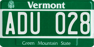 VT license plate ADU028