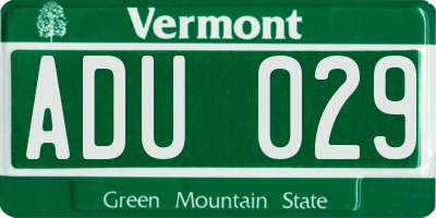 VT license plate ADU029