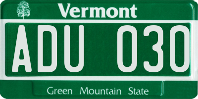 VT license plate ADU030