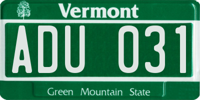 VT license plate ADU031