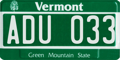 VT license plate ADU033