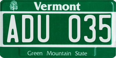 VT license plate ADU035