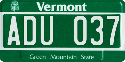 VT license plate ADU037