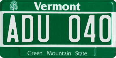 VT license plate ADU040