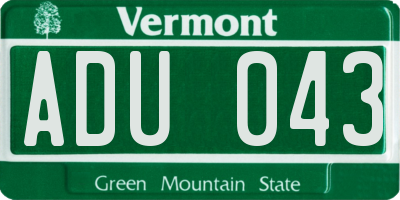 VT license plate ADU043