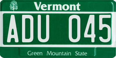 VT license plate ADU045