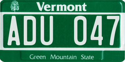 VT license plate ADU047
