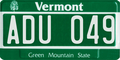 VT license plate ADU049