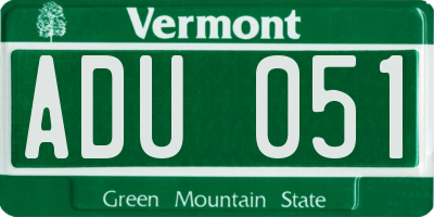 VT license plate ADU051