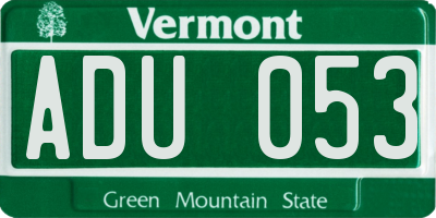 VT license plate ADU053