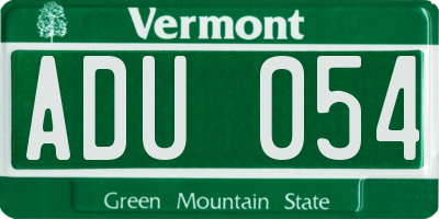 VT license plate ADU054