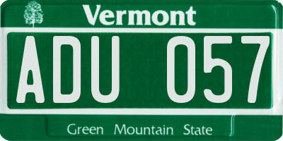 VT license plate ADU057
