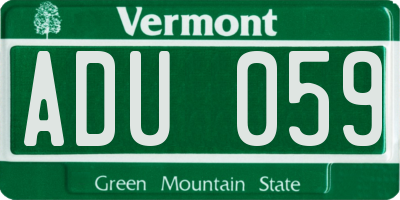 VT license plate ADU059