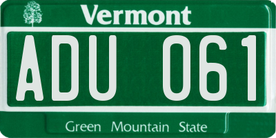 VT license plate ADU061