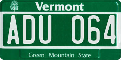VT license plate ADU064