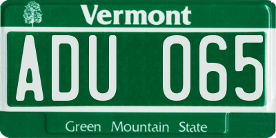 VT license plate ADU065