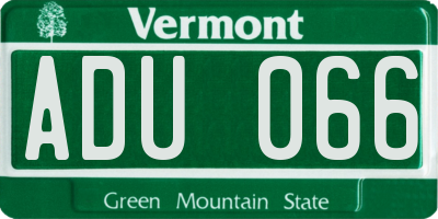 VT license plate ADU066