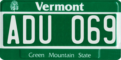 VT license plate ADU069