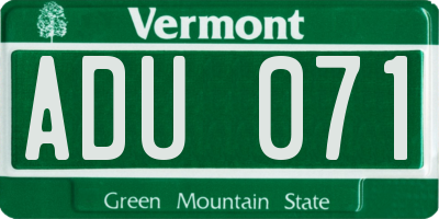 VT license plate ADU071