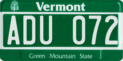 VT license plate ADU072