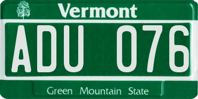 VT license plate ADU076