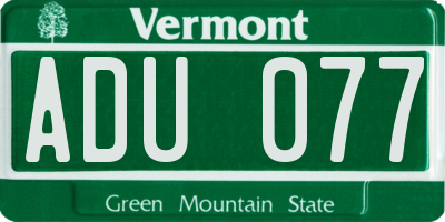 VT license plate ADU077